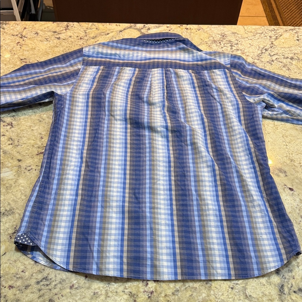 Tommy Bahama Men’s Striped long sleeve shirt polka dot cuffs blue/white Size S - Picture 7 of 12